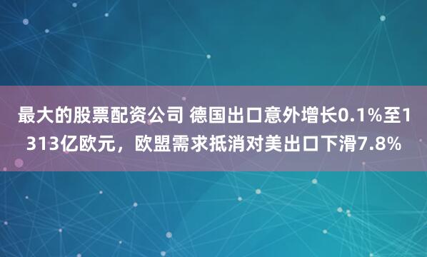 最大的股票配资公司 德国出口意外增长0.1%至1313亿欧元，欧盟需求抵消对美出口下滑7.8%